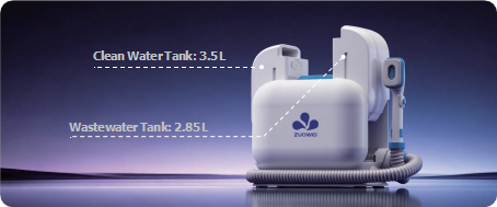 ZW193 dual-tank system: 3.5L clean water and 2.85L wastewater